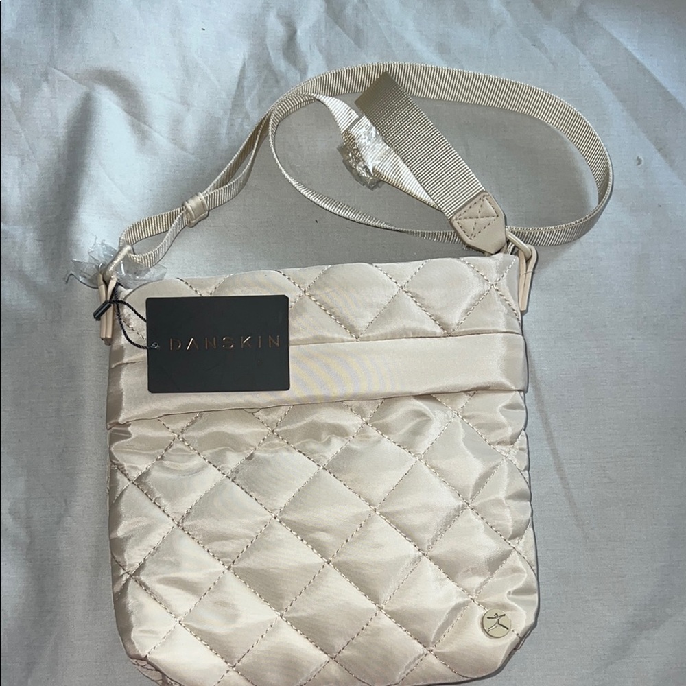 NWT Danskin Sand Quilted Crossbody Bag